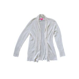 Lilly Pulitzer Zani Cardigan Coconut Cream Extra Fine Merino Wool Open Sweater L